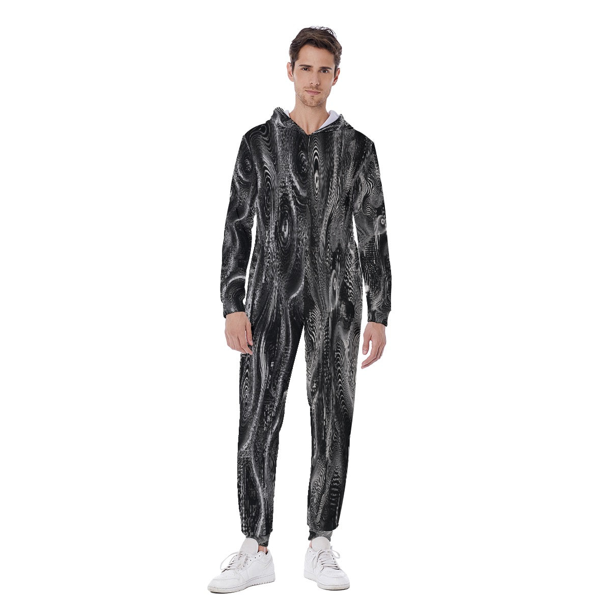 All-Over Print Men's Hooded Jumpsuit