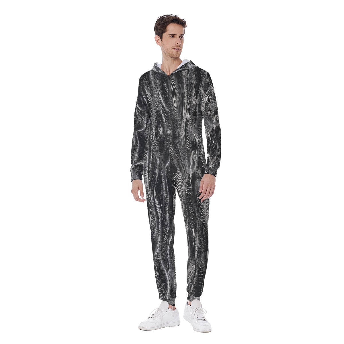 All-Over Print Men's Hooded Jumpsuit