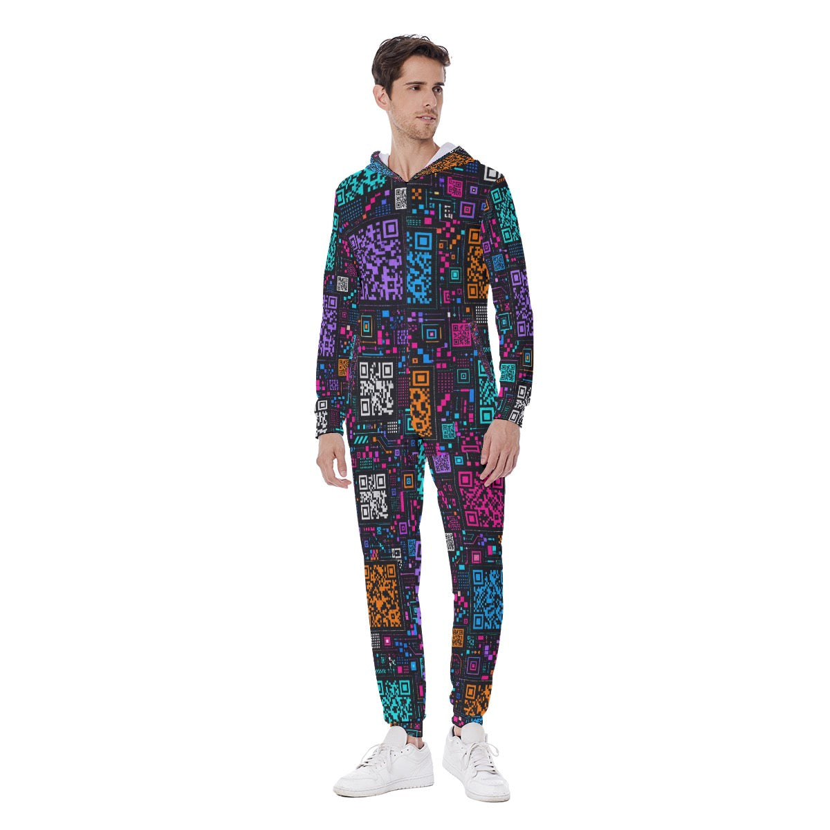 All-Over Print Men's Hooded Jumpsuit