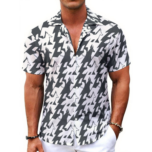 All-Over Print Men's Hawaiian Shirt With Button Closure