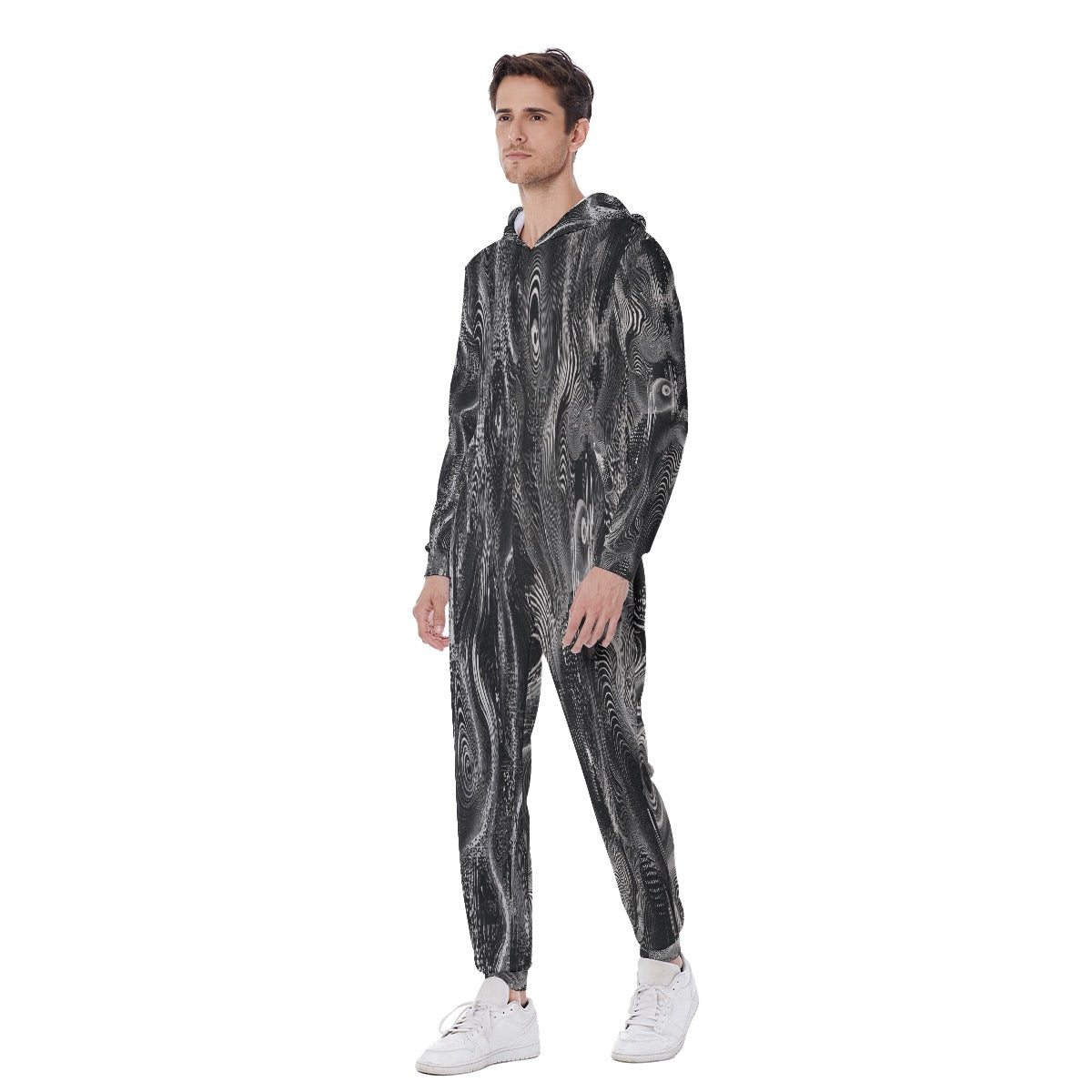 All-Over Print Men's Hooded Jumpsuit