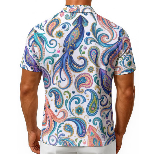 All-Over Print Men's Hawaiian Shirt With Button Closure