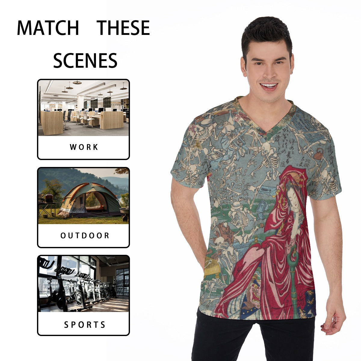 All-Over Print V-Neck T-Shirt